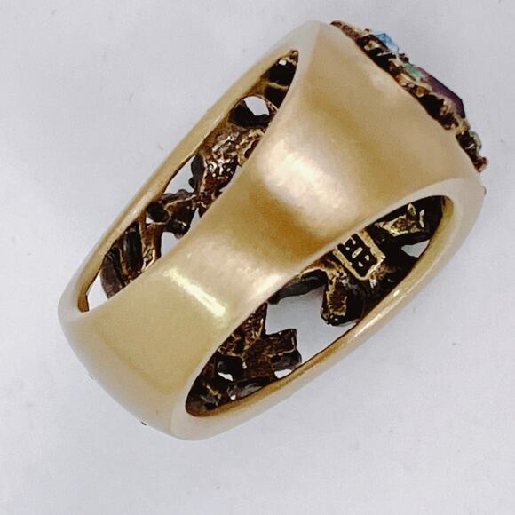 Signed Heidi Daus Gold Tone Multicolor Purple Butterfly Statement Ring Size 7 - Picture 10 of 12